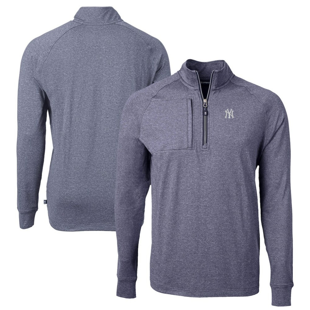 New York Yankees Cutter & Buck Big & Tall Adapt Eco Knit Stretch Recycled Quarter-Zip Pullover Top | MLB Sale