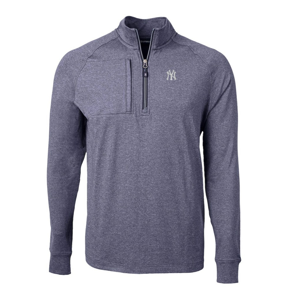 New York Yankees Cutter & Buck Big & Tall Adapt Eco Knit Stretch Recycled Quarter-Zip Pullover Top | MLB Sale