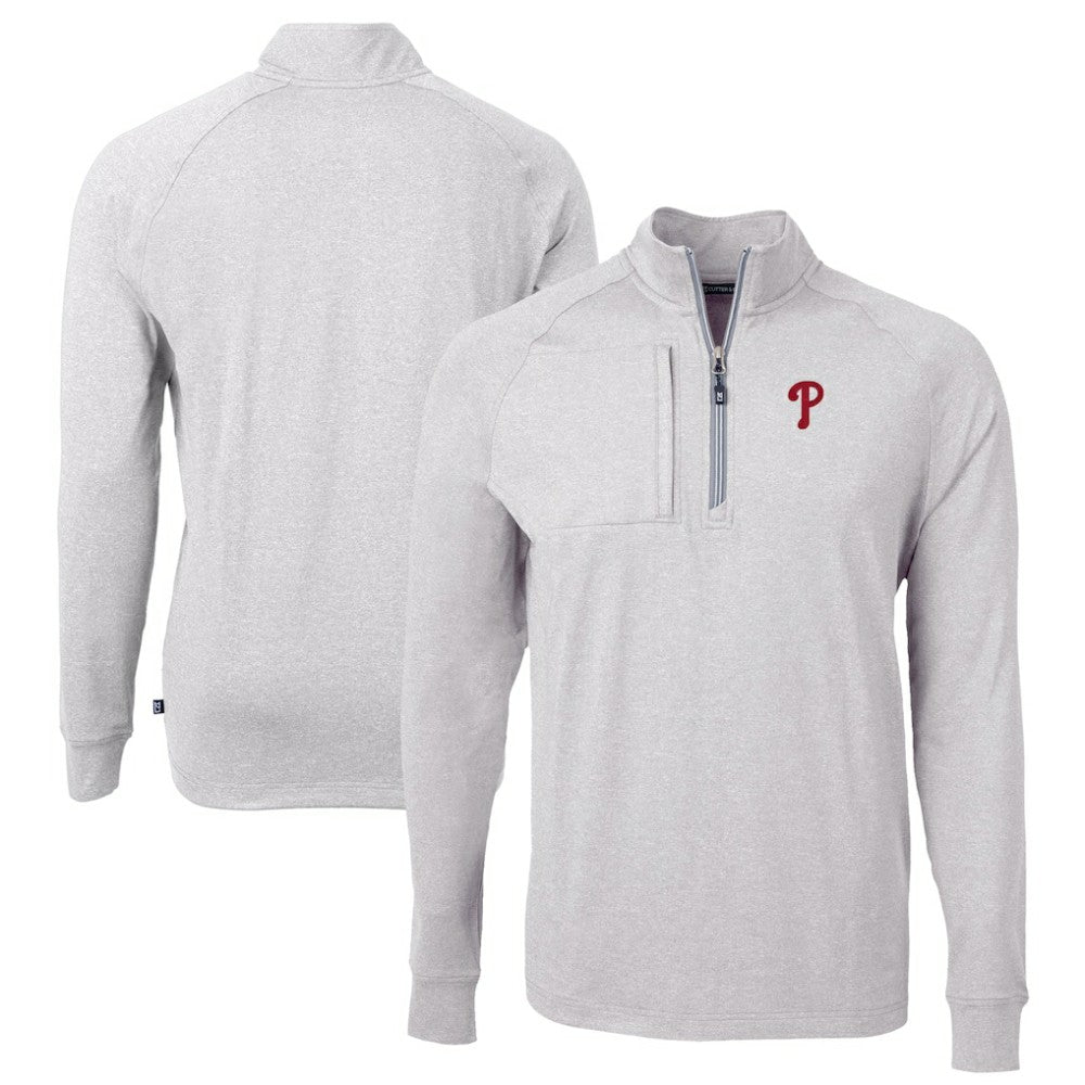 Philadelphia Phillies Cutter & Buck Big & Tall Adapt Eco Knit Stretch Recycled Quarter-Zip Pullover Top | MLB On Sale