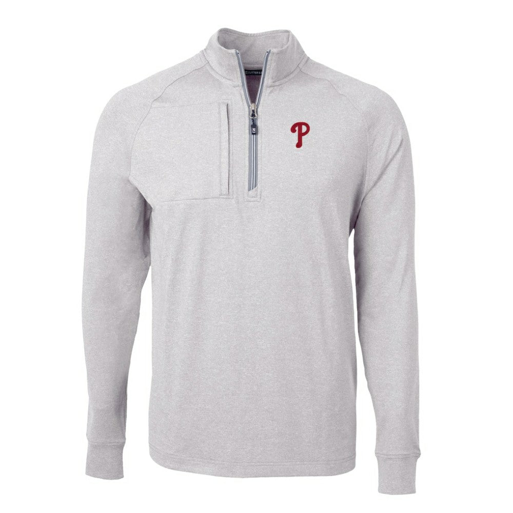 Philadelphia Phillies Cutter & Buck Big & Tall Adapt Eco Knit Stretch Recycled Quarter-Zip Pullover Top | MLB On Sale