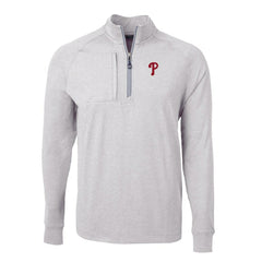 Philadelphia Phillies Cutter & Buck Big & Tall Adapt Eco Knit Stretch Recycled Quarter-Zip Pullover Top | MLB On Sale