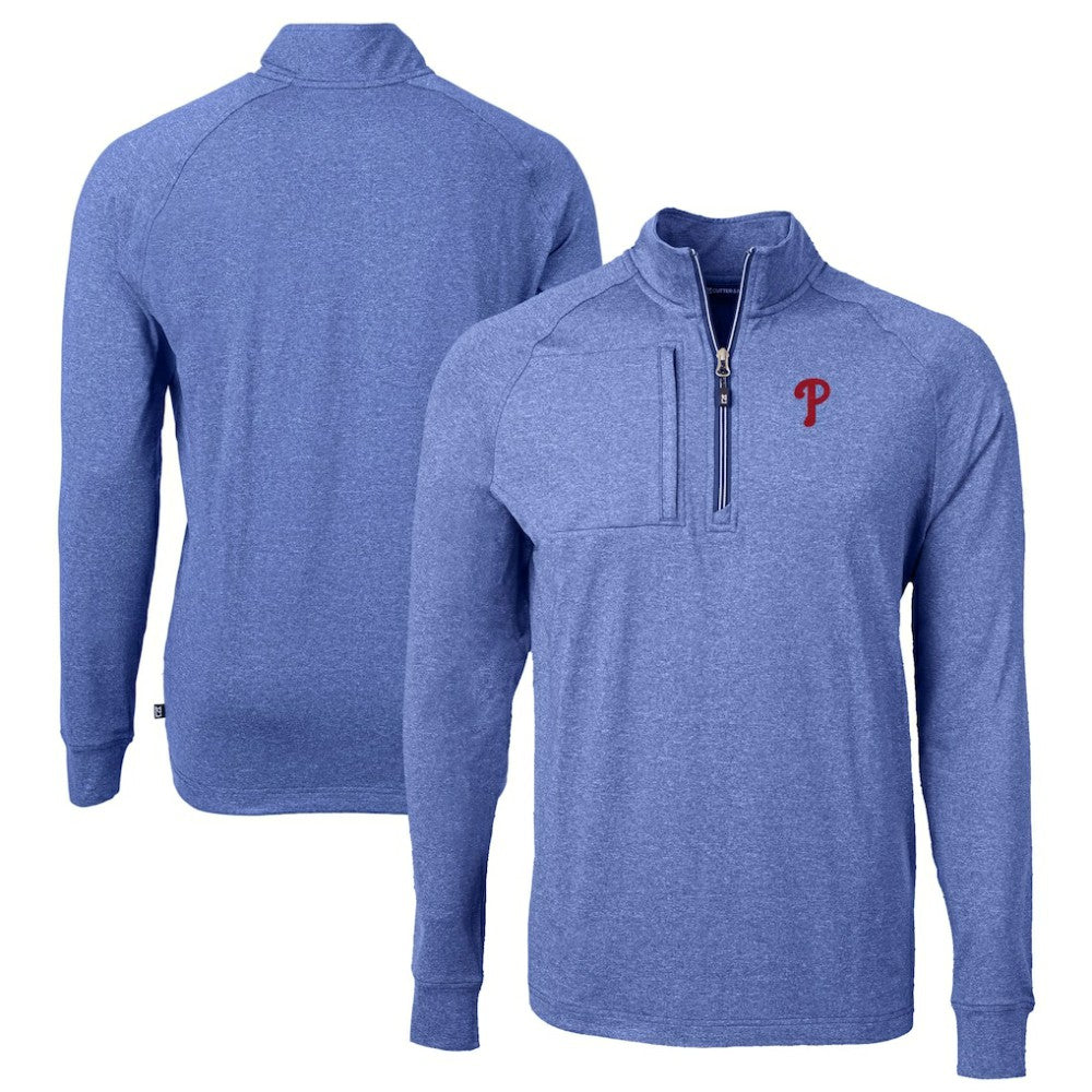 Philadelphia Phillies Cutter & Buck Big & Tall Adapt Eco Knit Stretch Recycled Quarter-Zip Pullover Top | MLB US