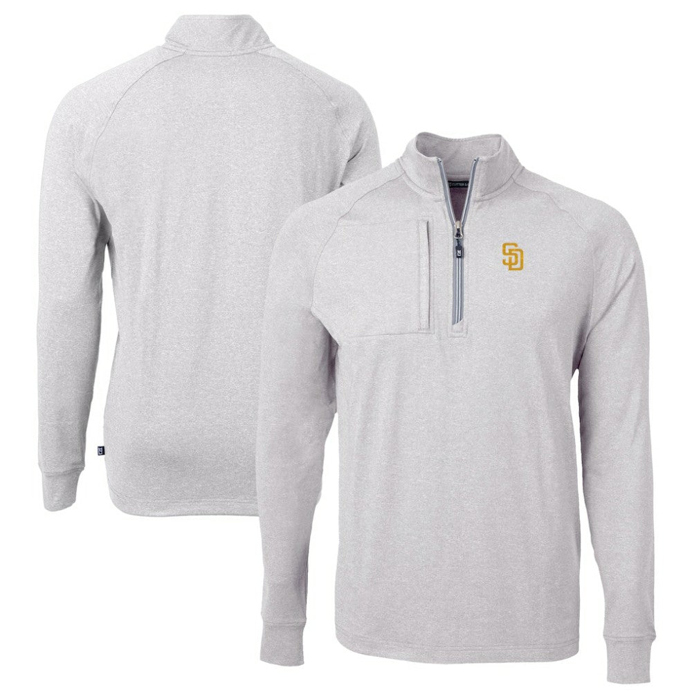 San Diego Padres Cutter & Buck Big & Tall Adapt Eco Knit Stretch Recycled Quarter-Zip Pullover Top | MLB For sale