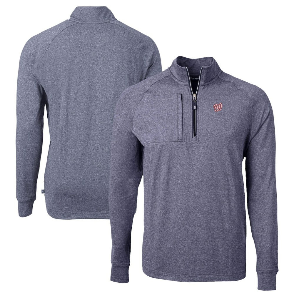 Washington Nationals Cutter & Buck Big & Tall Adapt Eco Knit Stretch Recycled Quarter-Zip Pullover Top | MLB On Sale