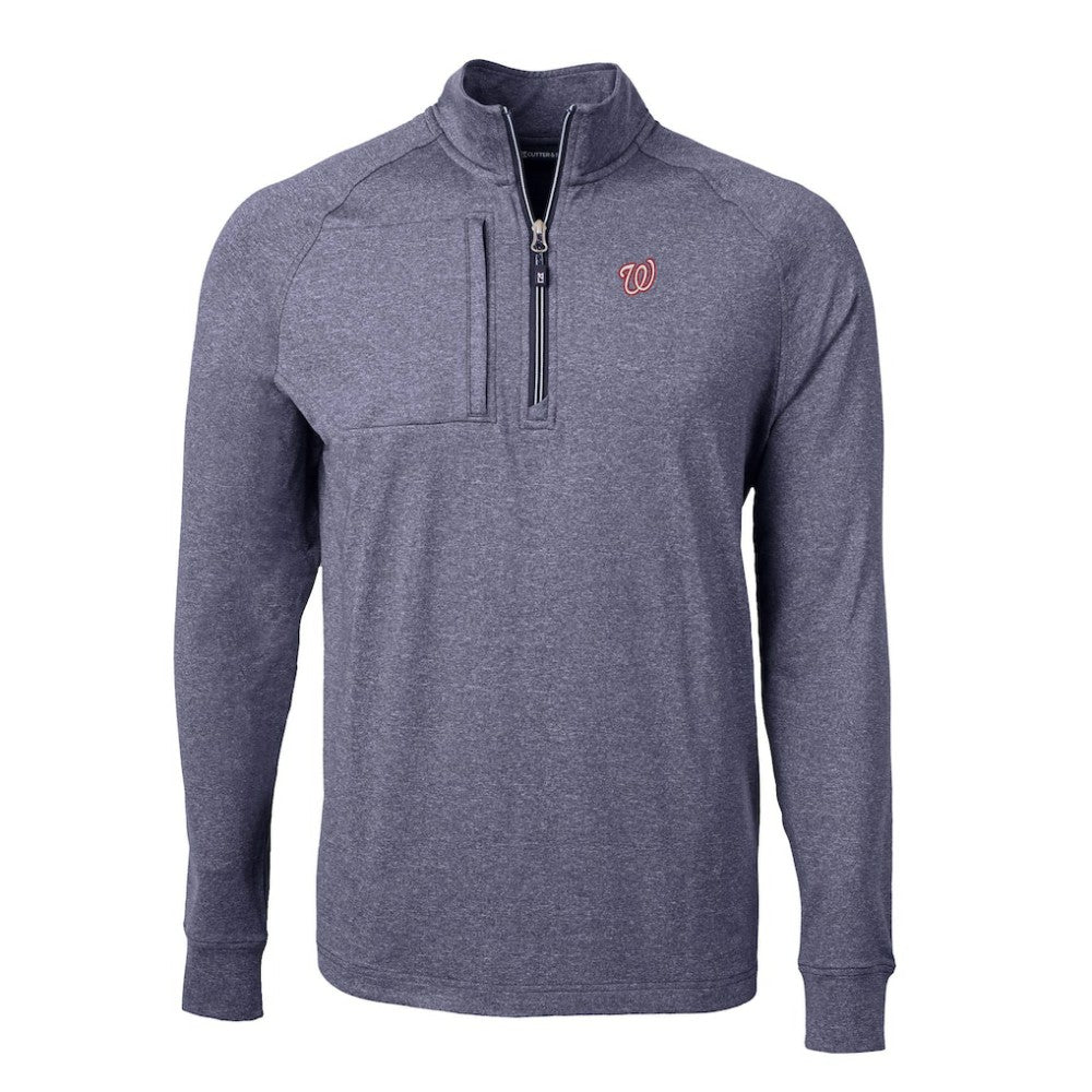 Washington Nationals Cutter & Buck Big & Tall Adapt Eco Knit Stretch Recycled Quarter-Zip Pullover Top | MLB On Sale