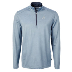 Atlanta Braves Cutter & Buck Virtue Eco Pique Micro Stripe Big & Tall Recycled Quarter-Zip Pullover Top | MLB Outlet