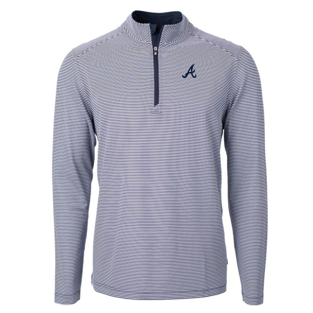 Atlanta Braves Cutter & Buck Virtue Eco Pique Micro Stripe Big & Tall Recycled Quarter-Zip Pullover Top | MLB Near me
