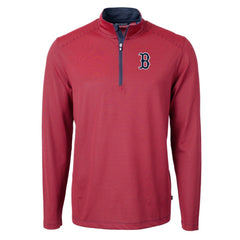 Boston Red Sox Cutter & Buck Virtue Eco Pique Micro Stripe Big & Tall Recycled Quarter-Zip Pullover Top | MLB On Sale