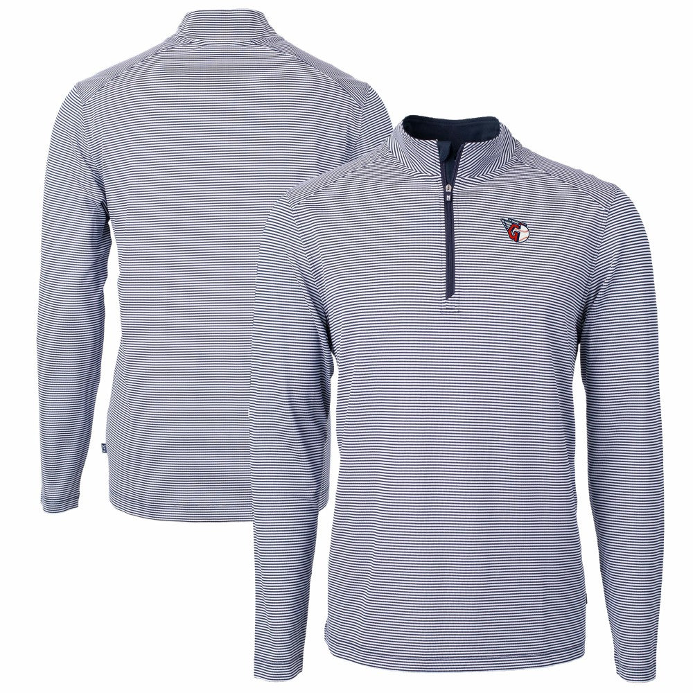 Cleveland Guardians Cutter & Buck Virtue Eco Pique Micro Stripe Big & Tall Recycled Quarter-Zip Pullover Top | MLB On Sale