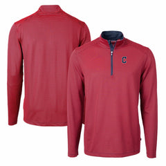 Cleveland Guardians Cutter & Buck Virtue Eco Pique Micro Stripe Big & Tall Recycled Quarter-Zip Pullover Top | MLB Sale