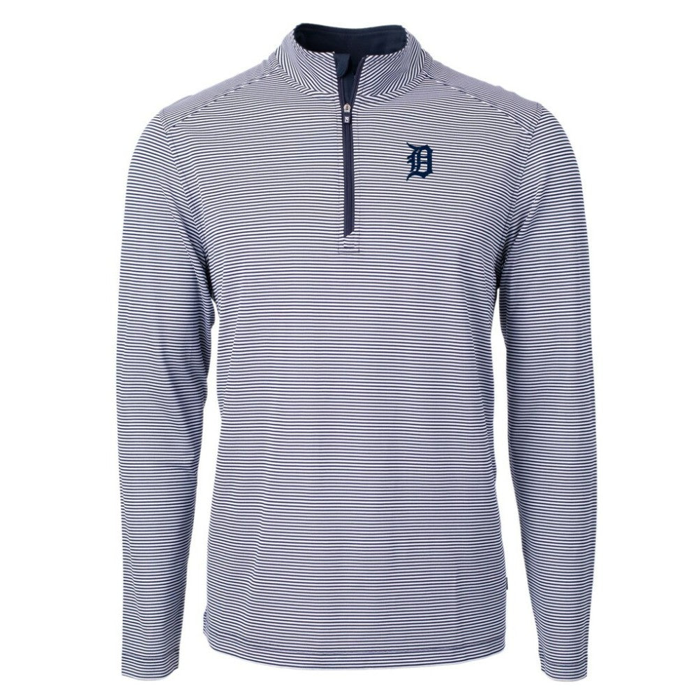 Detroit Tigers Cutter & Buck Virtue Eco Pique Micro Stripe Big & Tall Recycled Quarter-Zip Pullover Top | MLB For sale