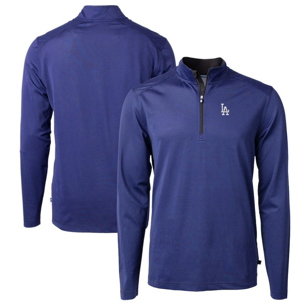 Los Angeles Dodgers Cutter & Buck Virtue Eco Pique Micro Stripe Big & Tall Recycled Quarter-Zip Pullover Top | MLB Shop