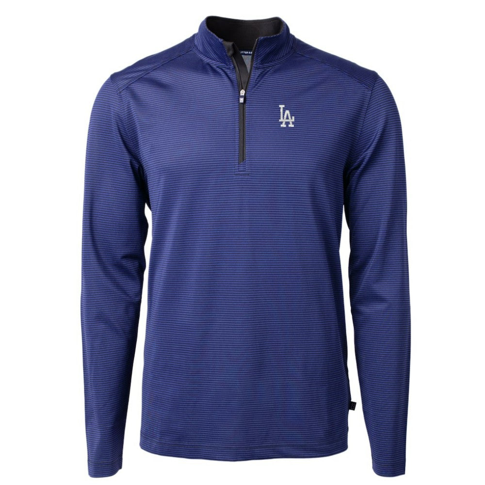Los Angeles Dodgers Cutter & Buck Virtue Eco Pique Micro Stripe Big & Tall Recycled Quarter-Zip Pullover Top | MLB Shop
