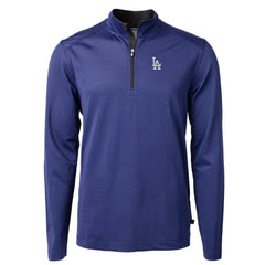 Los Angeles Dodgers Cutter & Buck Virtue Eco Pique Micro Stripe Big & Tall Recycled Quarter-Zip Pullover Top | MLB Shop