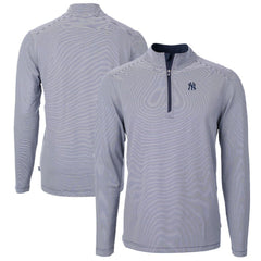 New York Yankees Cutter & Buck Virtue Eco Pique Micro Stripe Big & Tall Recycled Quarter-Zip Pullover Top | MLB US