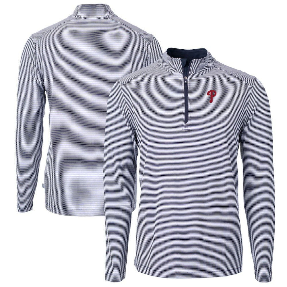 Philadelphia Phillies Cutter & Buck Virtue Eco Pique Micro Stripe Big & Tall Recycled Quarter-Zip Pullover Top | MLB US