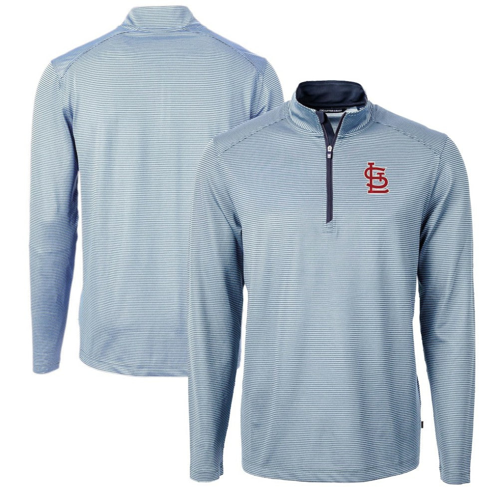 St. Louis Cardinals Cutter & Buck Virtue Eco Pique Micro Stripe Big & Tall Recycled Quarter-Zip Pullover Top | MLB Online