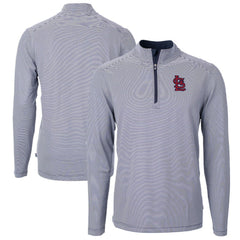 St. Louis Cardinals Cutter & Buck Virtue Eco Pique Micro Stripe Big & Tall Recycled Quarter-Zip Pullover Top | MLB New