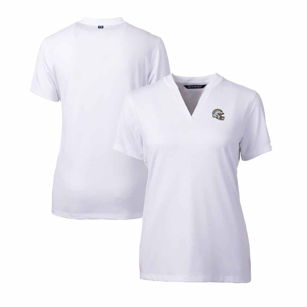 Los Angeles Chargers  Cutter & Buck Women's Helmet Logo DryTec Forge Stretch V-Neck Blade Top