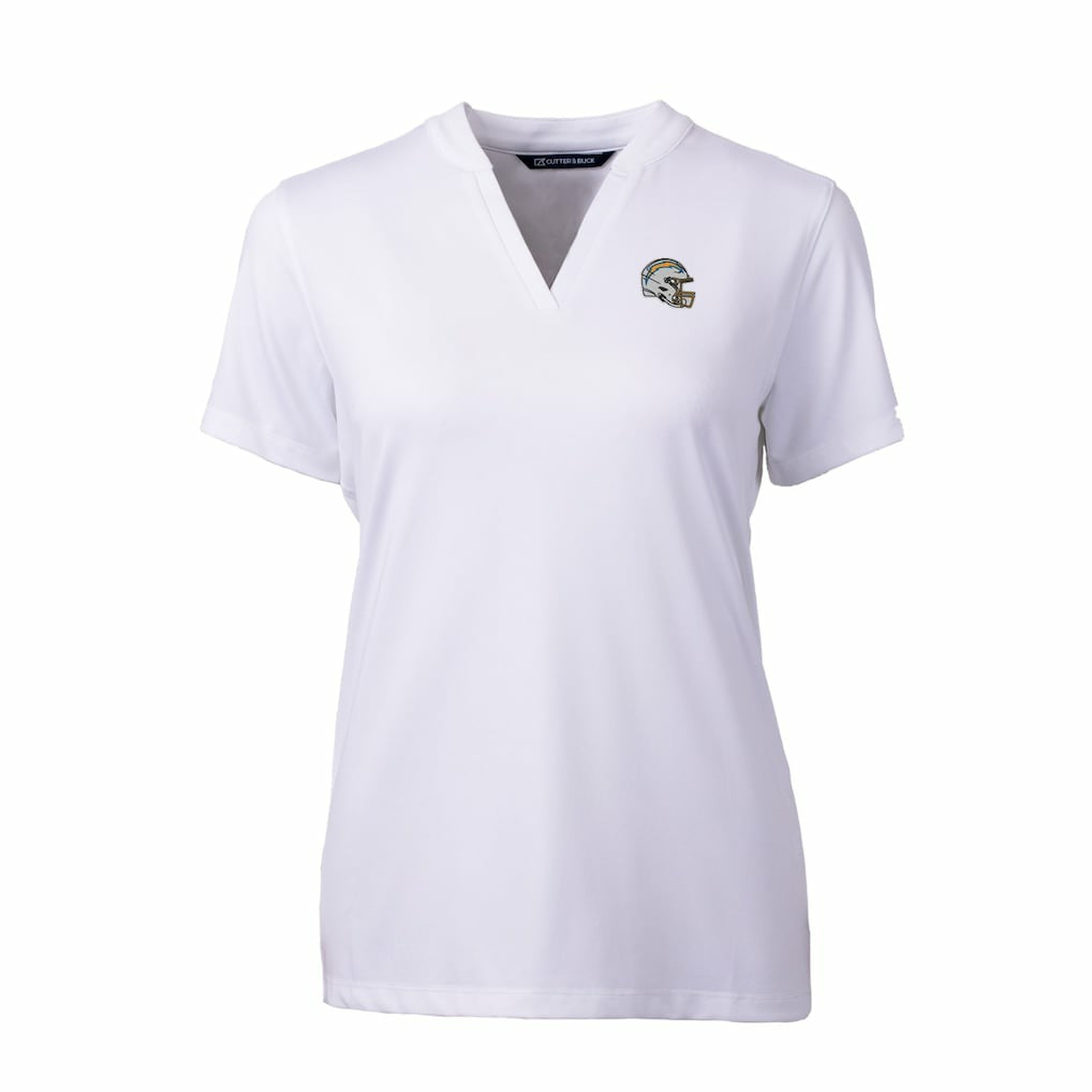 Los Angeles Chargers  Cutter & Buck Women's Helmet Logo DryTec Forge Stretch V-Neck Blade Top