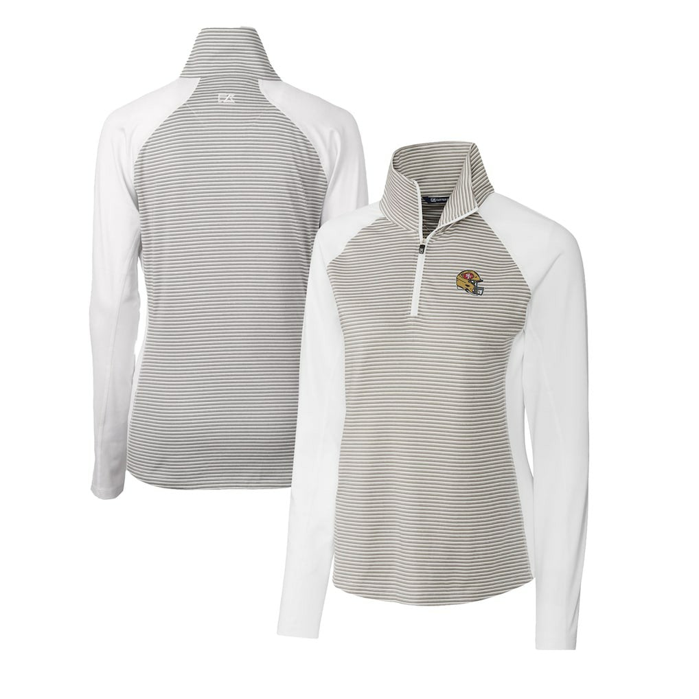 San Francisco 49ers  Cutter & Buck Women's Helmet Logo DryTec Forge Tonal Stripe Stretch Half-Zip Top