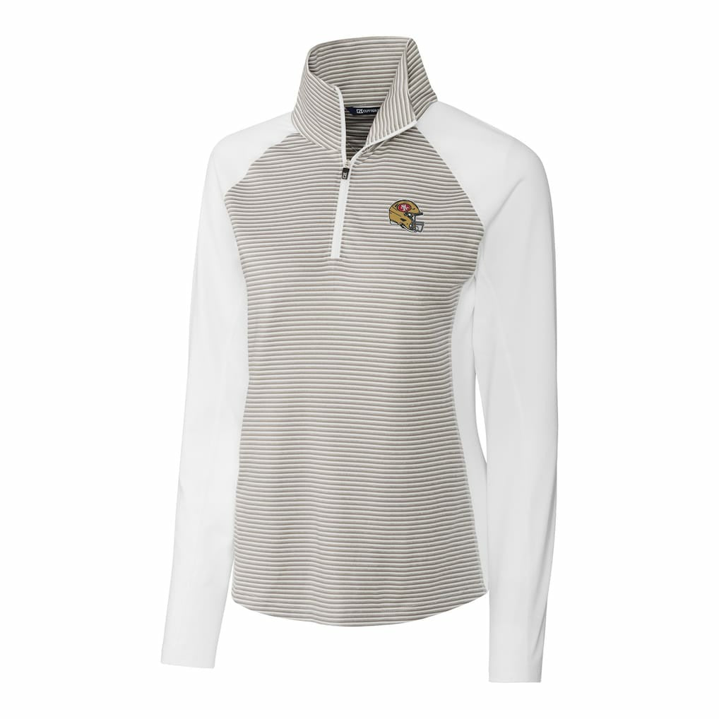 San Francisco 49ers  Cutter & Buck Women's Helmet Logo DryTec Forge Tonal Stripe Stretch Half-Zip Top