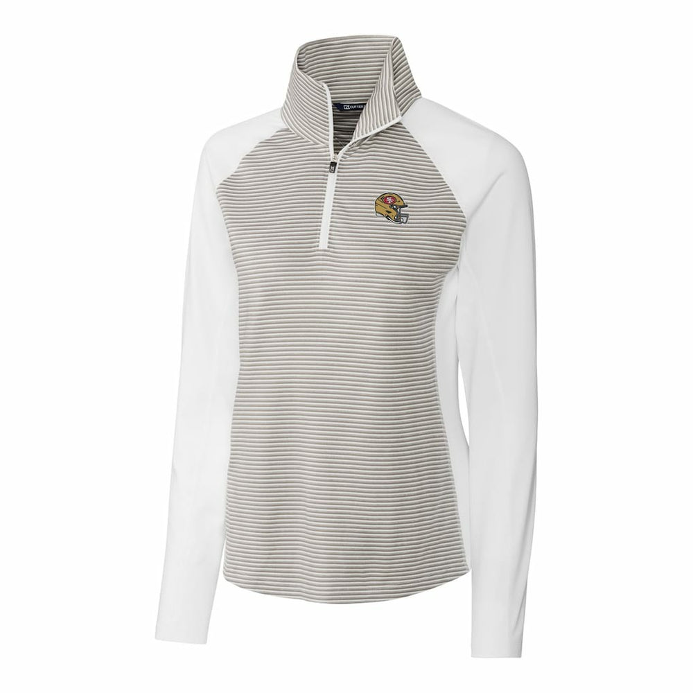 San Francisco 49ers  Cutter & Buck Women's Helmet Logo DryTec Forge Tonal Stripe Stretch Half-Zip Top