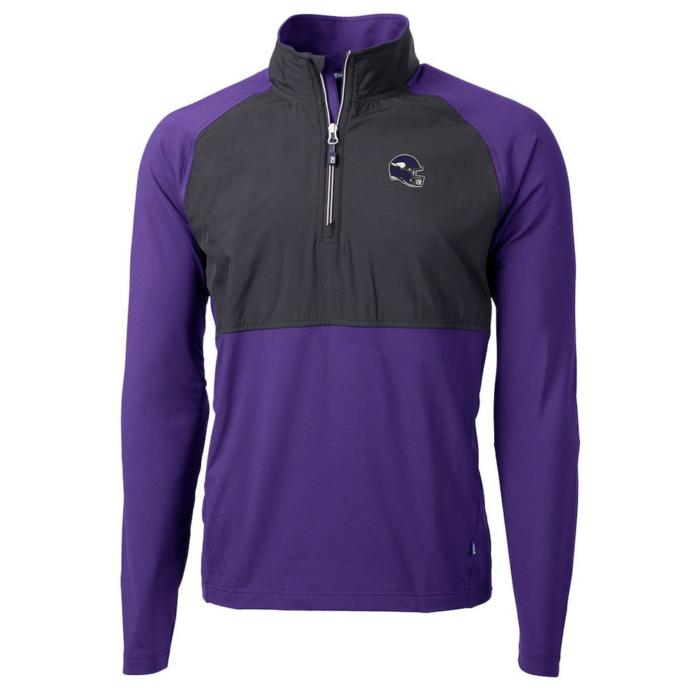Minnesota Vikings  Cutter & Buck Helmet Adapt Eco Knit Hybrid Recycled Quarter-Zip Pullover Top