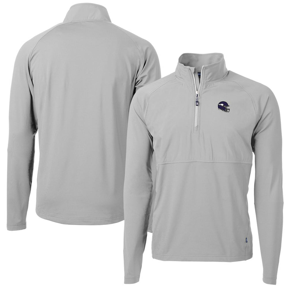 Minnesota Vikings  Cutter & Buck Helmet Adapt Eco Knit Hybrid Recycled Quarter-Zip Pullover Top