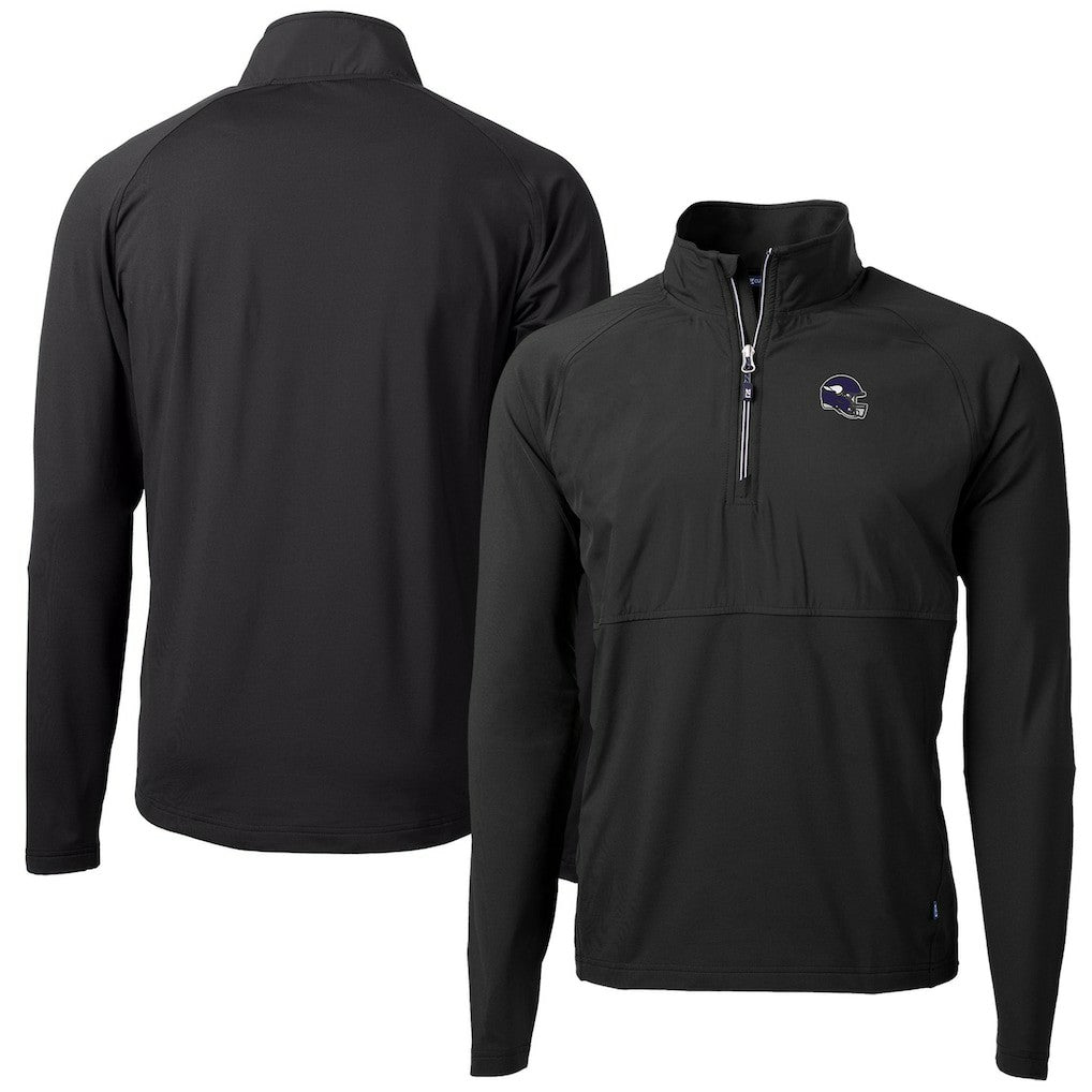 Minnesota Vikings  Cutter & Buck Helmet Adapt Eco Knit Hybrid Recycled Quarter-Zip Pullover Top