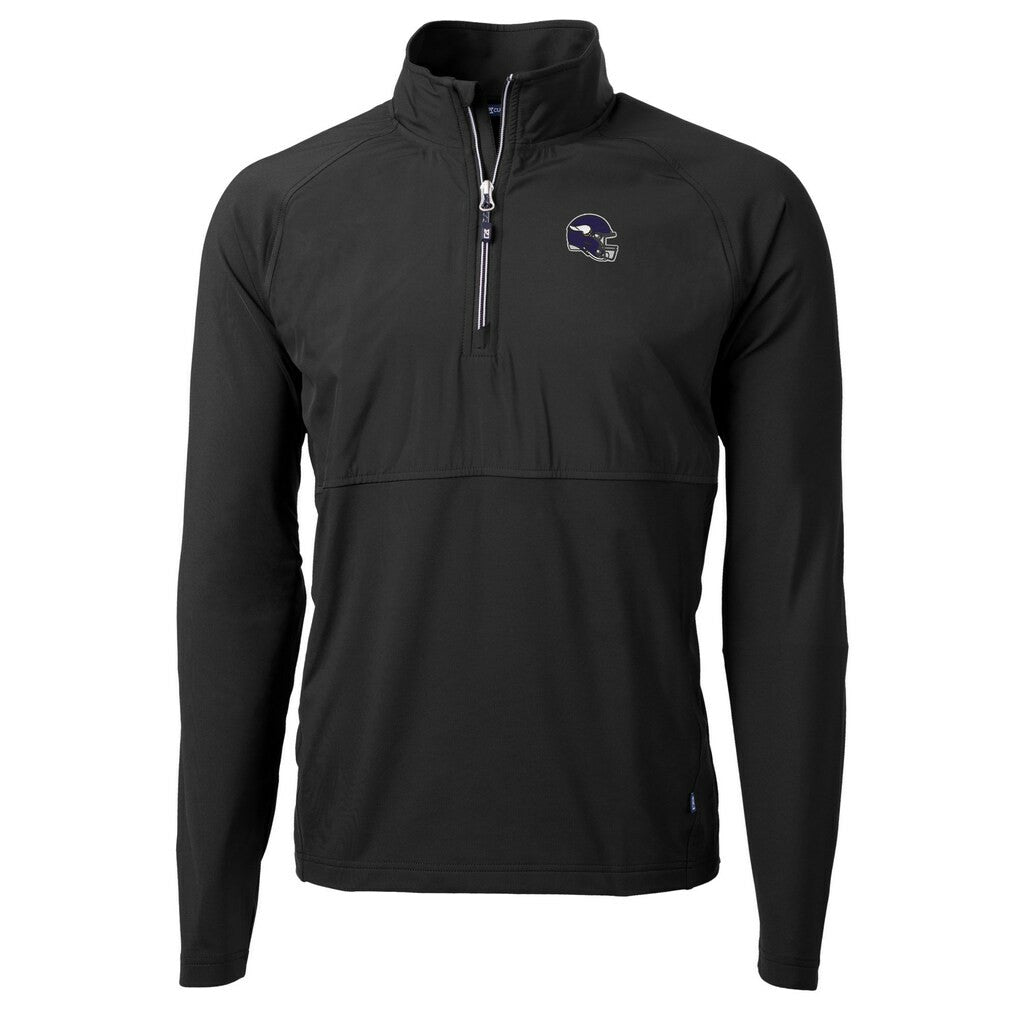 Minnesota Vikings  Cutter & Buck Helmet Adapt Eco Knit Hybrid Recycled Quarter-Zip Pullover Top