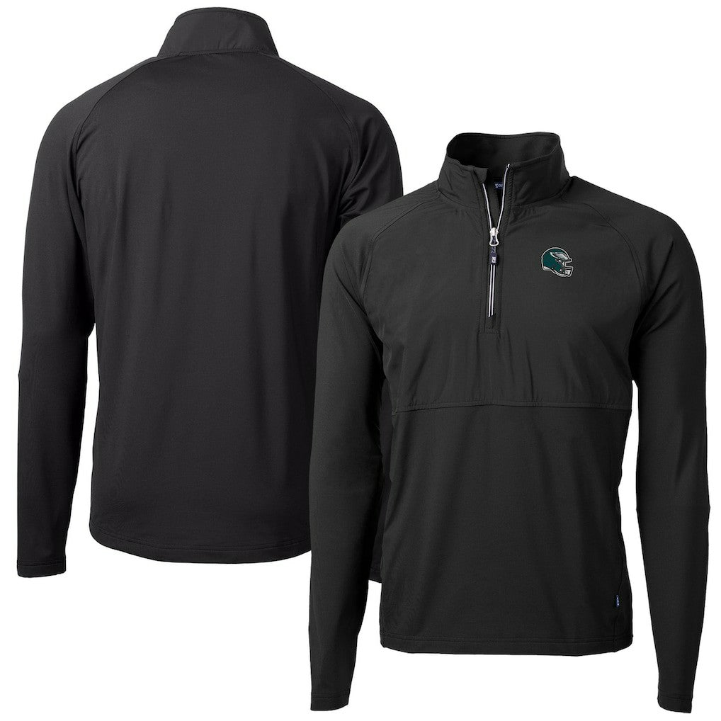 Philadelphia Eagles  Cutter & Buck Helmet Adapt Eco Knit Hybrid Recycled Quarter-Zip Pullover Top