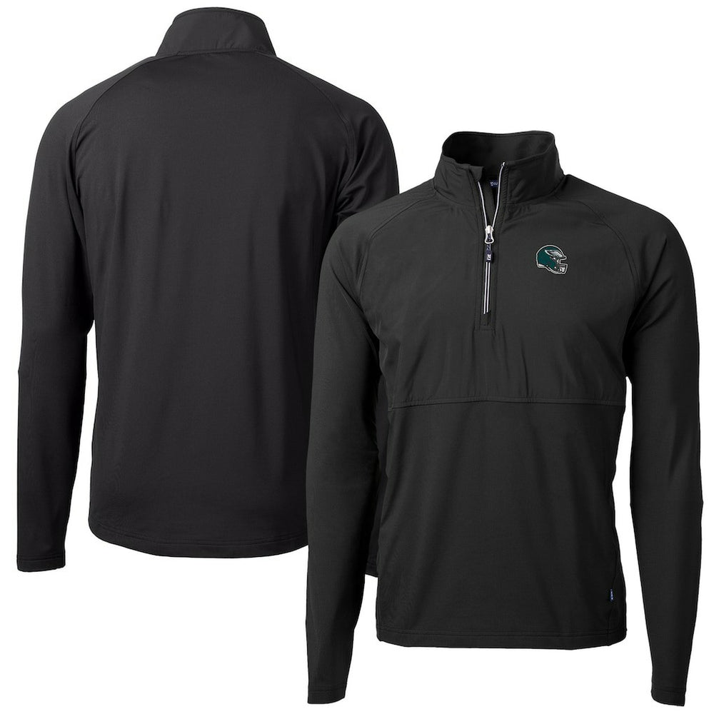 Philadelphia Eagles  Cutter & Buck Helmet Adapt Eco Knit Hybrid Recycled Quarter-Zip Pullover Top