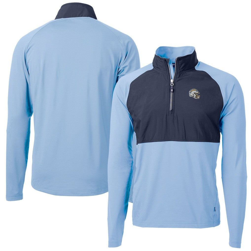Los Angeles Chargers  Cutter & Buck Helmet Adapt Eco Knit Hybrid Recycled Quarter-Zip Pullover Top