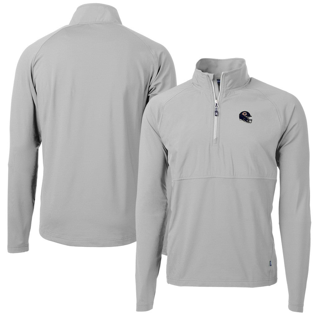 Chicago Bears  Cutter & Buck Helmet Adapt Eco Knit Hybrid Recycled Quarter-Zip Pullover Top
