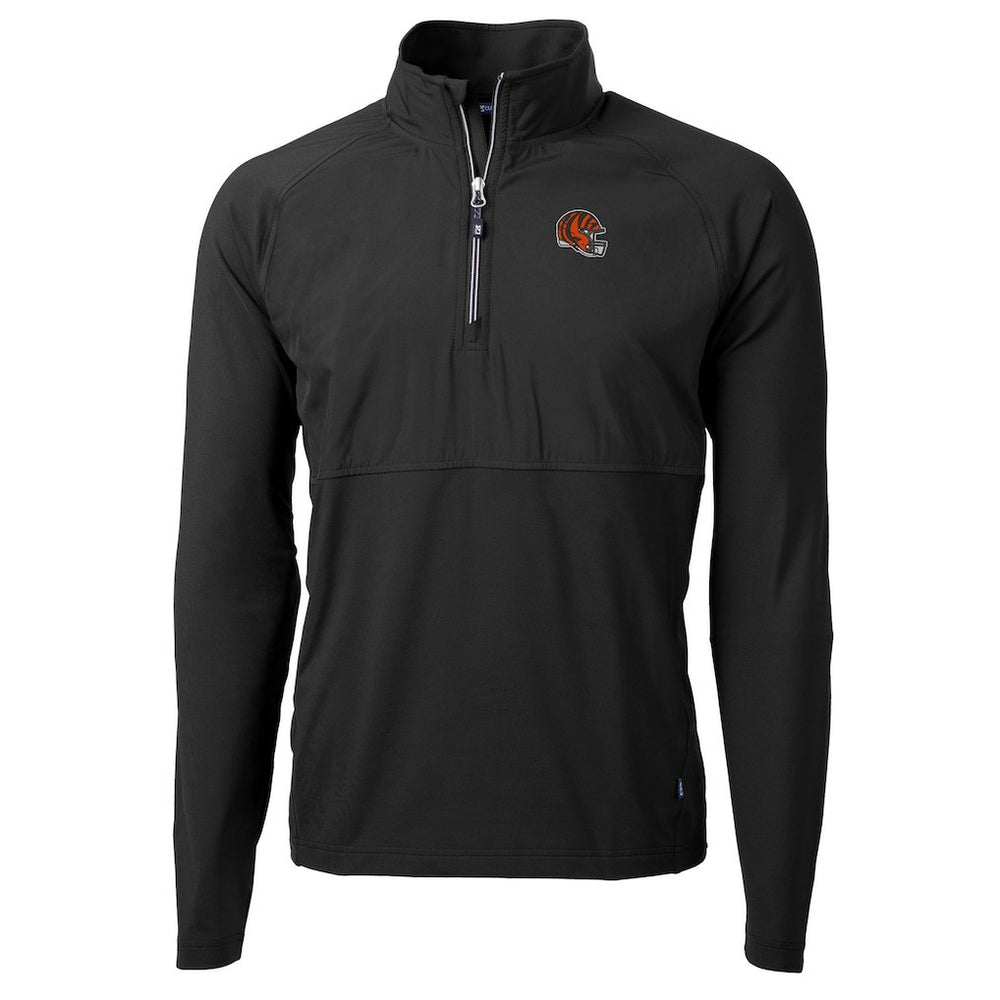Cincinnati Bengals  Cutter & Buck Helmet Adapt Eco Knit Hybrid Recycled Quarter-Zip Pullover Top