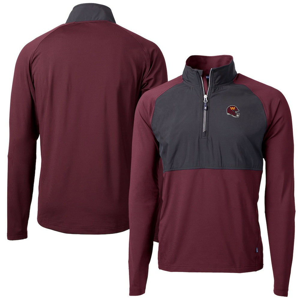 Washington Commanders  Cutter & Buck Helmet Adapt Eco Knit Hybrid Recycled Quarter-Zip Pullover Top