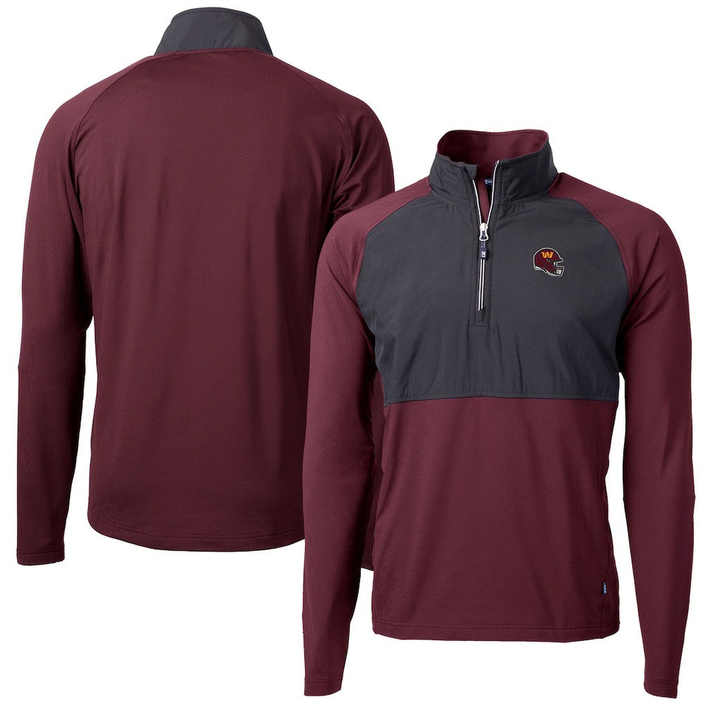 Washington Commanders  Cutter & Buck Helmet Adapt Eco Knit Hybrid Recycled Quarter-Zip Pullover Top