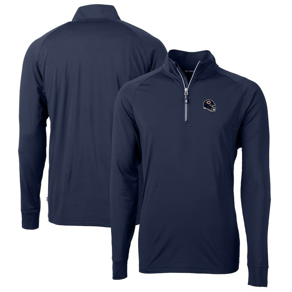 Chicago Bears  Cutter & Buck Helmet Adapt Eco Knit Stretch Recycled Quarter-Zip Pullover Top