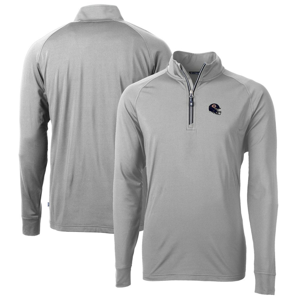 Chicago Bears  Cutter & Buck Helmet Adapt Eco Knit Stretch Recycled Quarter-Zip Pullover Top