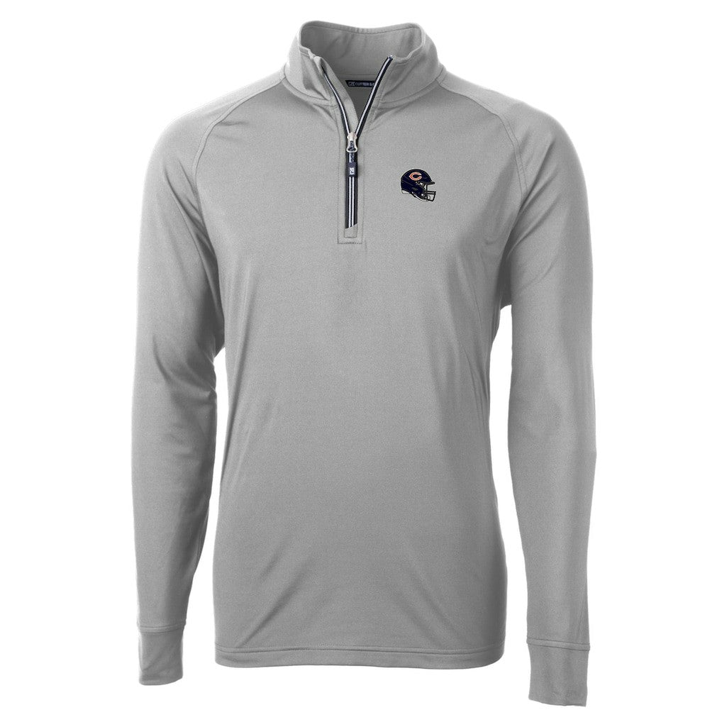 Chicago Bears  Cutter & Buck Helmet Adapt Eco Knit Stretch Recycled Quarter-Zip Pullover Top