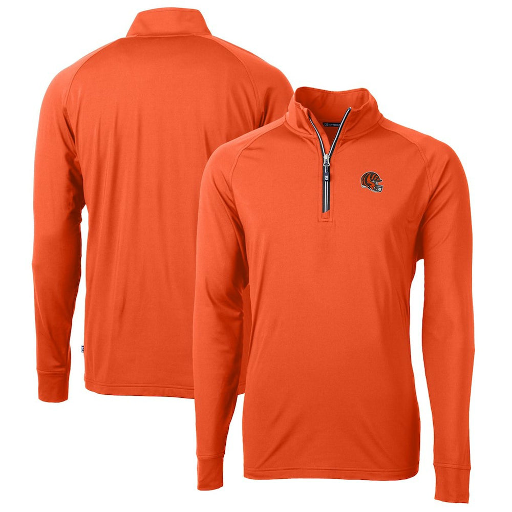 Cincinnati Bengals  Cutter & Buck Helmet Adapt Eco Knit Stretch Recycled Quarter-Zip Pullover Top