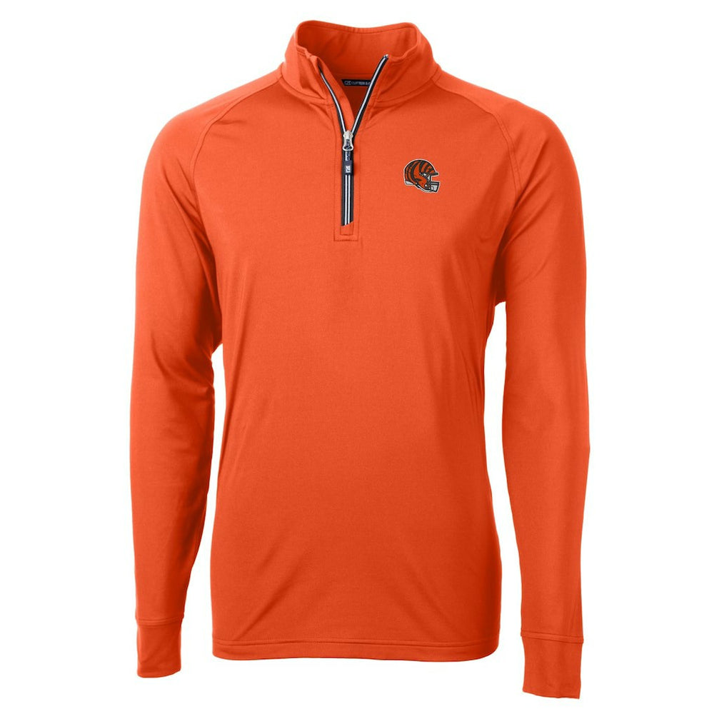 Cincinnati Bengals  Cutter & Buck Helmet Adapt Eco Knit Stretch Recycled Quarter-Zip Pullover Top