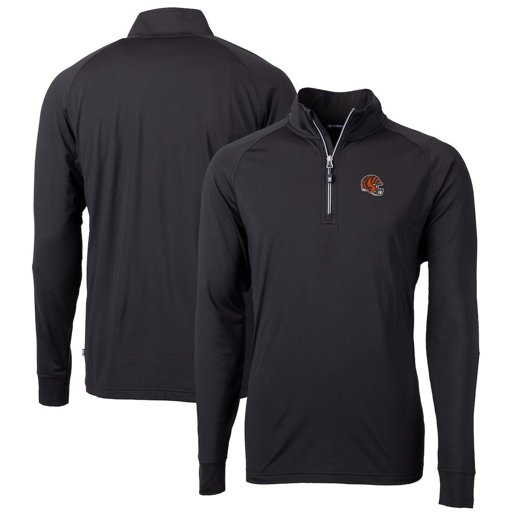 Cincinnati Bengals  Cutter & Buck Helmet Adapt Eco Knit Stretch Recycled Quarter-Zip Pullover Top