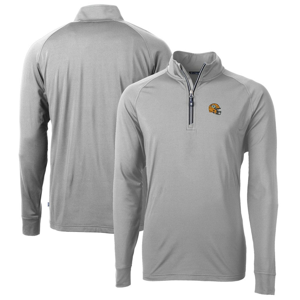 Green Bay Packers  Cutter & Buck Helmet Adapt Eco Knit Stretch Recycled Quarter-Zip Pullover Top