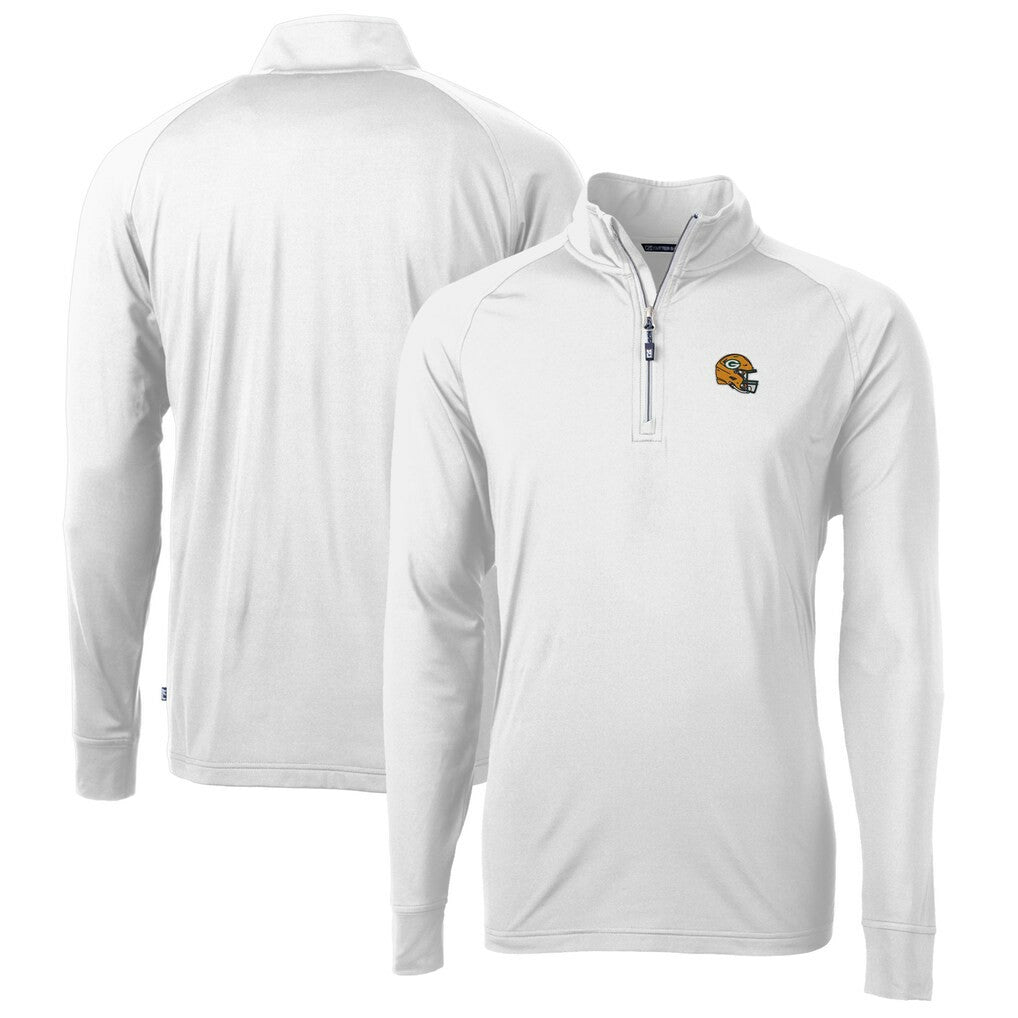 Green Bay Packers  Cutter & Buck Helmet Adapt Eco Knit Stretch Recycled Quarter-Zip Pullover Top