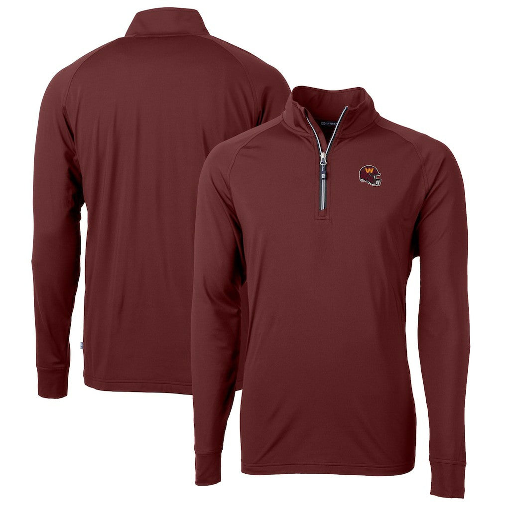 Washington Commanders  Cutter & Buck Helmet Adapt Eco Knit Stretch Recycled Quarter-Zip Pullover Top