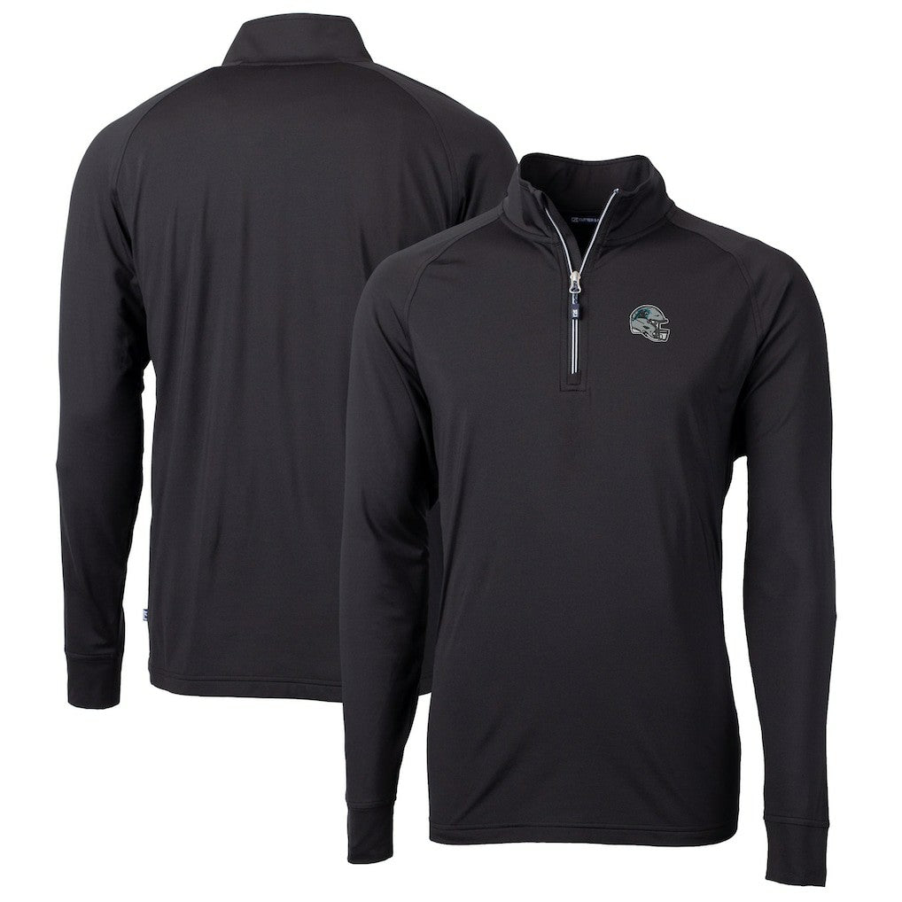 Carolina Panthers  Cutter & Buck Helmet Adapt Eco Knit Stretch Recycled Quarter-Zip Pullover Top