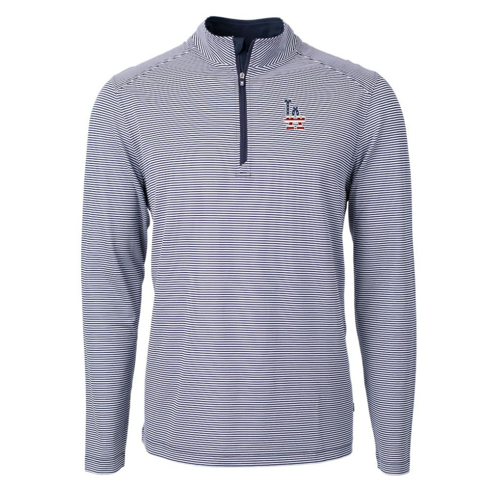 Los Angeles Dodgers Cutter & Buck Americana Logo Big & Tall Virtue Eco Pique Recycled Quarter-Zip Pullover Top | MLB Shop