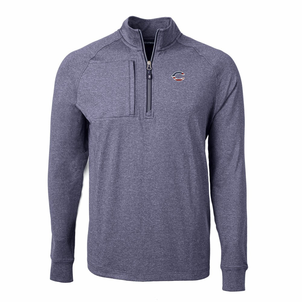 Cincinnati Reds Cutter & Buck Americana Logo Big & Tall Adapt Eco Knit Stretch Recycled Quarter-Zip Pullover Top | MLB New